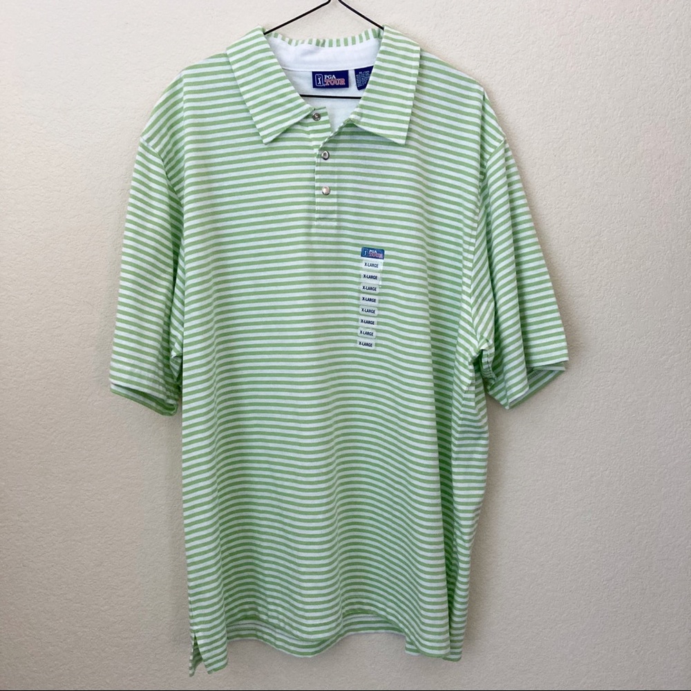 PGA Tour Dry Performance Wicking Striped Polo Shirt